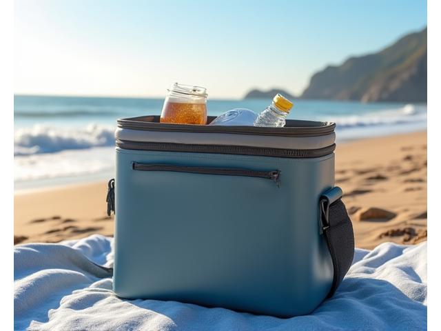 High-performance insulated cooler bag filled with ice and drinks